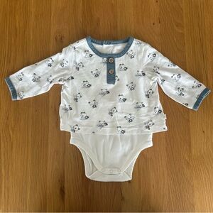 Adorable White and Blue Panda Print Kids One Piece